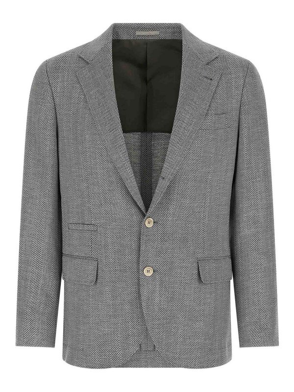 BRUNELLO CUCINELLI: ブレザー - ブレザー - グレー