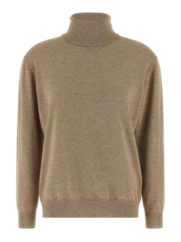 BRUNELLO CUCINELLI: Strickpullover mit Rundhalsausschnitt - Rundhalspullover - Beige