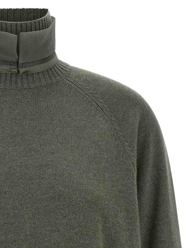 The Best Shops BRUNELLO CUCINELLI: Strickpullover mit Rundhalsausschnitt - Rundhalspullover - Grün