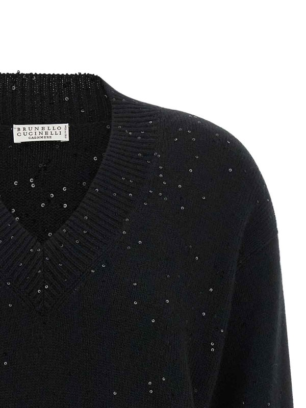 The Best Shops BRUNELLO CUCINELLI: Strickpullover mit Rundhalsausschnitt - Rundhalspullover - Schwarz
