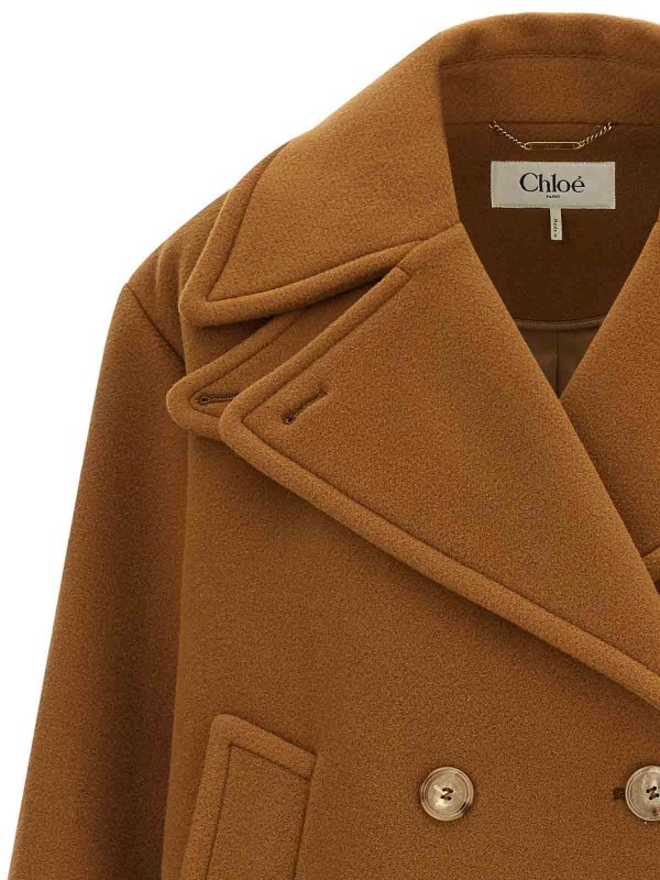 Brown Soft Wool Coat shop online: CHLOE