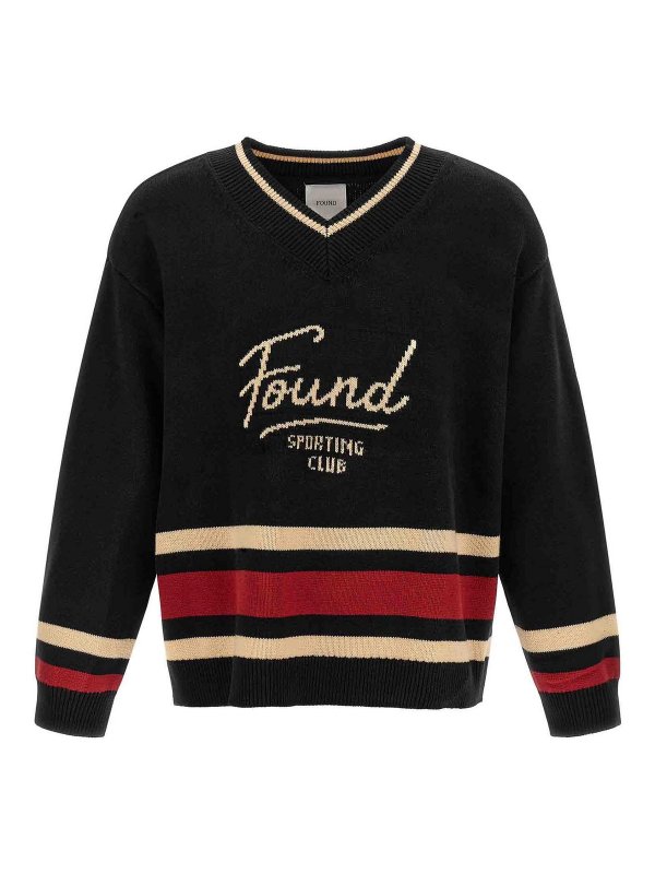 FOUND: Strickpullover mit Rundhalsausschnitt - Rundhalspullover - Schwarz