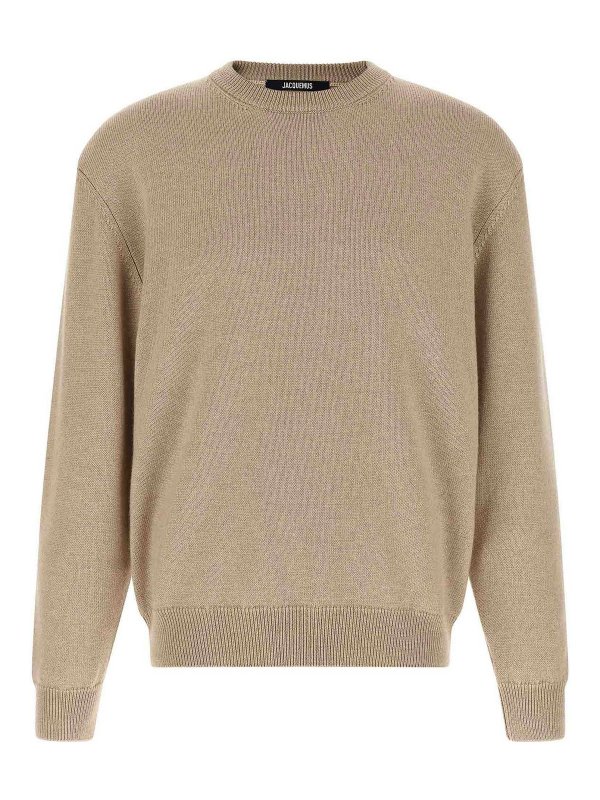 JACQUEMUS: Strickpullover mit Rundhalsausschnitt - Rundhalspullover - Beige