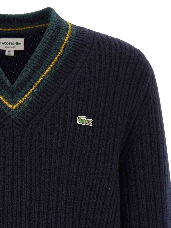 The Best Shops LACOSTE: Strickpullover mit Rundhalsausschnitt - Rundhalspullover - Blau