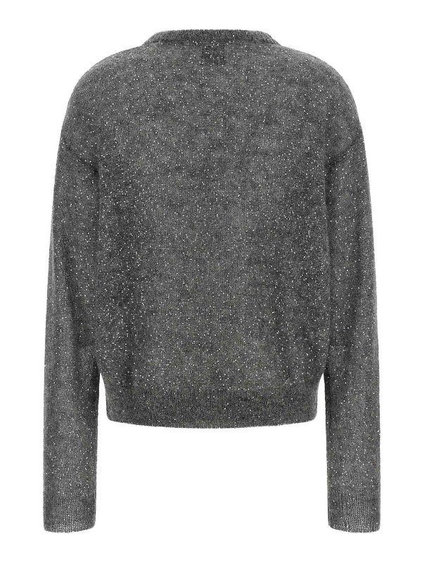 Nude: crew necks online - Grey Micro Sequin Jumper