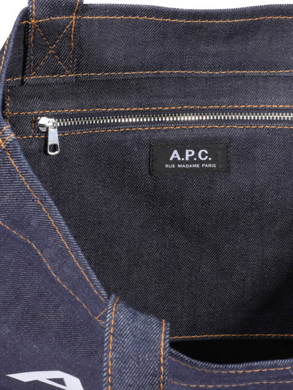 A.P.C. buy online Axel denim and leather shopping bag