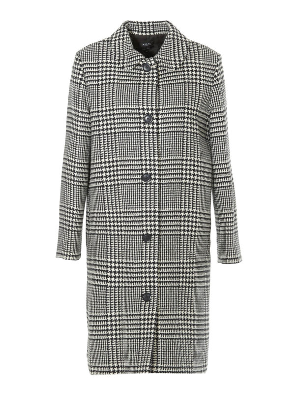 A.P.C.: knee length coats - Peel houndstooth wool coat