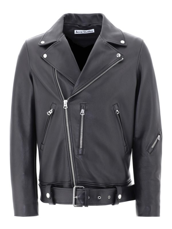 Acne Studios: Lederjacken - Lederjacke - Schwarz