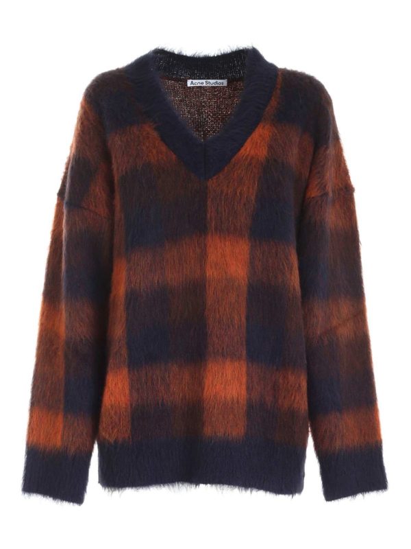 Acne Studios: Suéteres con cuello pico - Sudadera - Azul