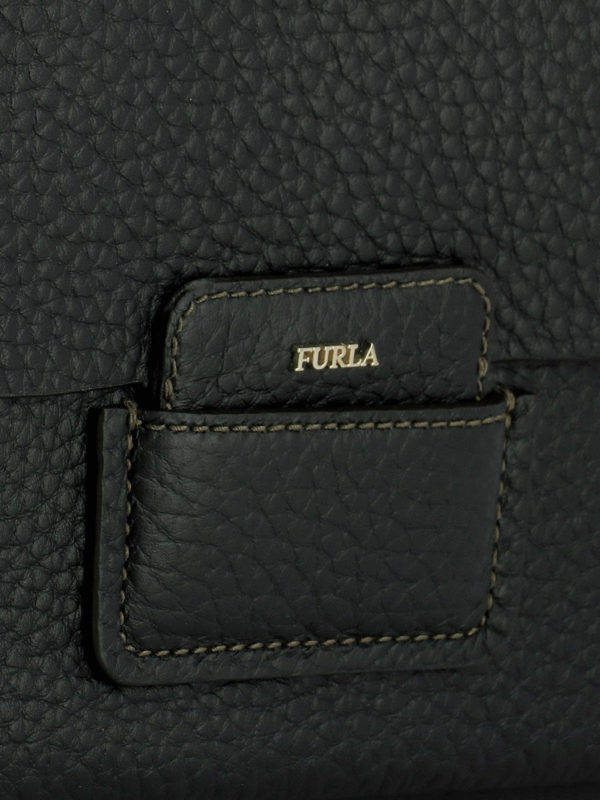 Adele black leather square bag shop online: FURLA