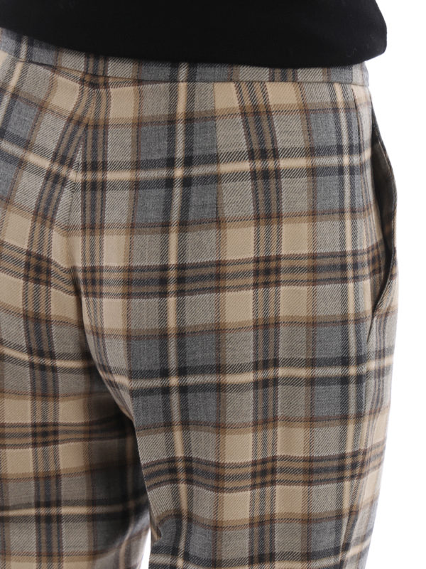 ALBERTA FERRETTI buy online Grey and beige check wool cigarette trousers