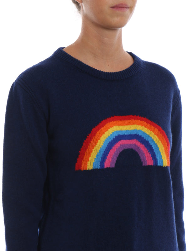 Crew necks Alberta Ferretti Rainbow intarsia wool and cashmere sweater 092351021342