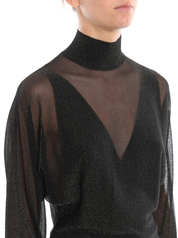 ALBERTA FERRETTI buy online Shiny lurex see-through black turtleneck