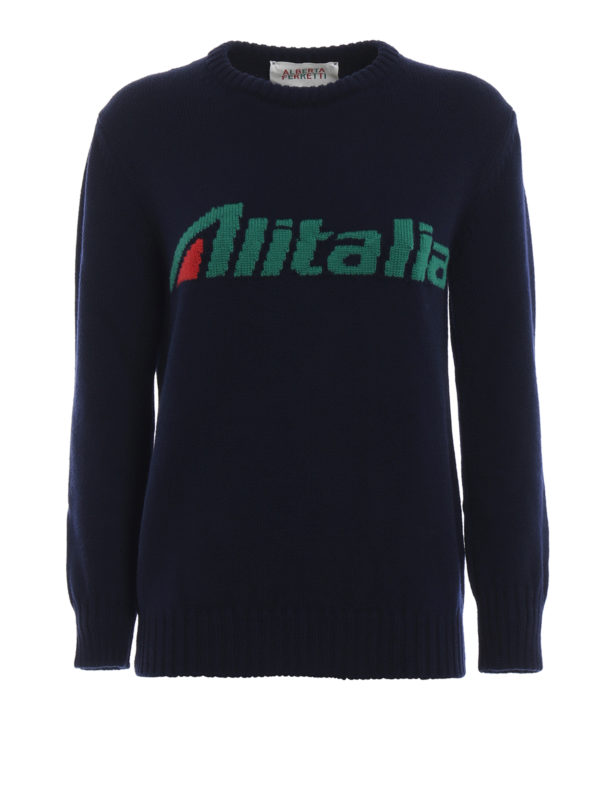 ALBERTA FERRETTI: Strickpullover mit Rundhalsausschnitt - Rundhalspullover - Blau