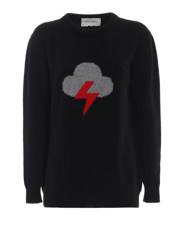 ALBERTA FERRETTI: crew necks - Lightning intarsia wool and cashmere sweater