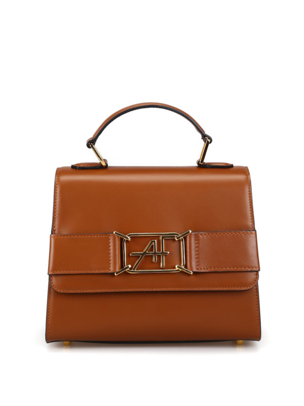 ALBERTA FERRETTI: cross body bags - Metal logo brown leather crossbody bag