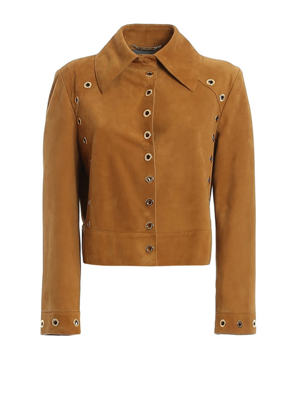 ALBERTA FERRETTI: leather jacket - Eyelet suede jacket