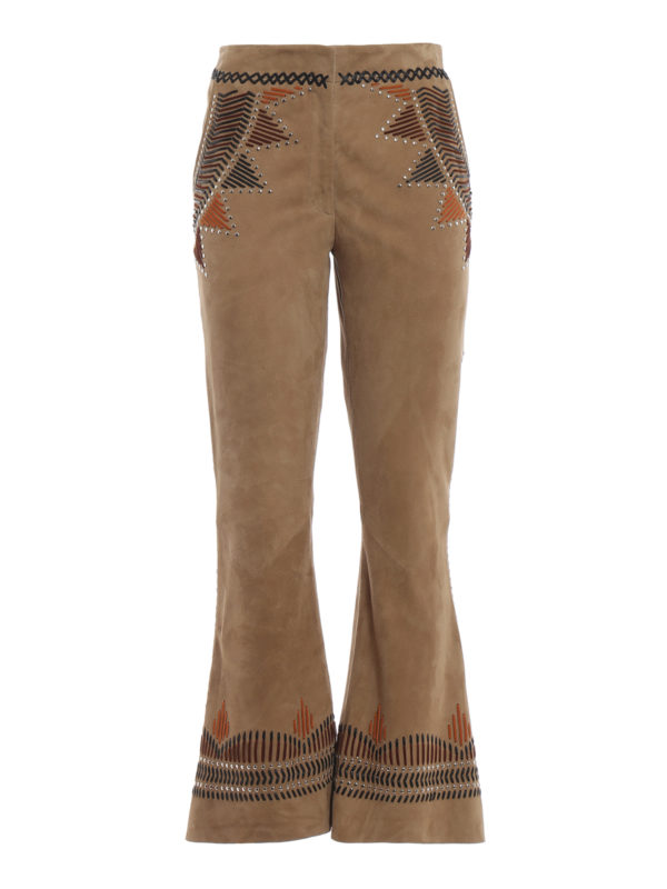 ALBERTA FERRETTI: レザートラウザー - レザーパンツ - ベージュ