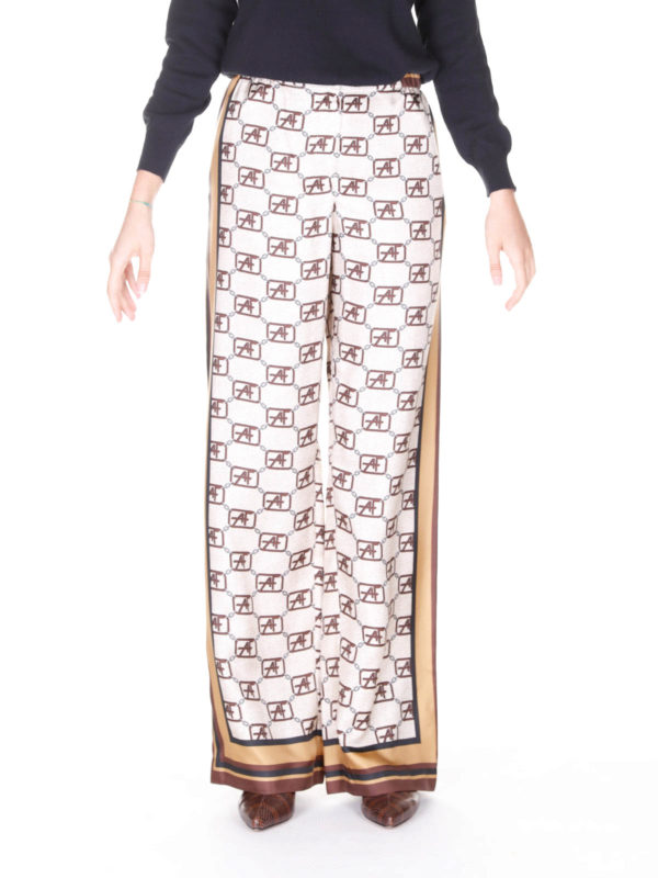 Casual trousers Alberta Ferretti - Monogram print loose silk trousers -  GW017