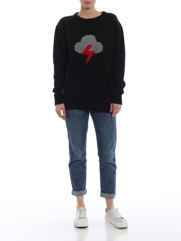 ALBERTA FERRETTI: crew necks online - Lightning intarsia wool and cashmere sweater