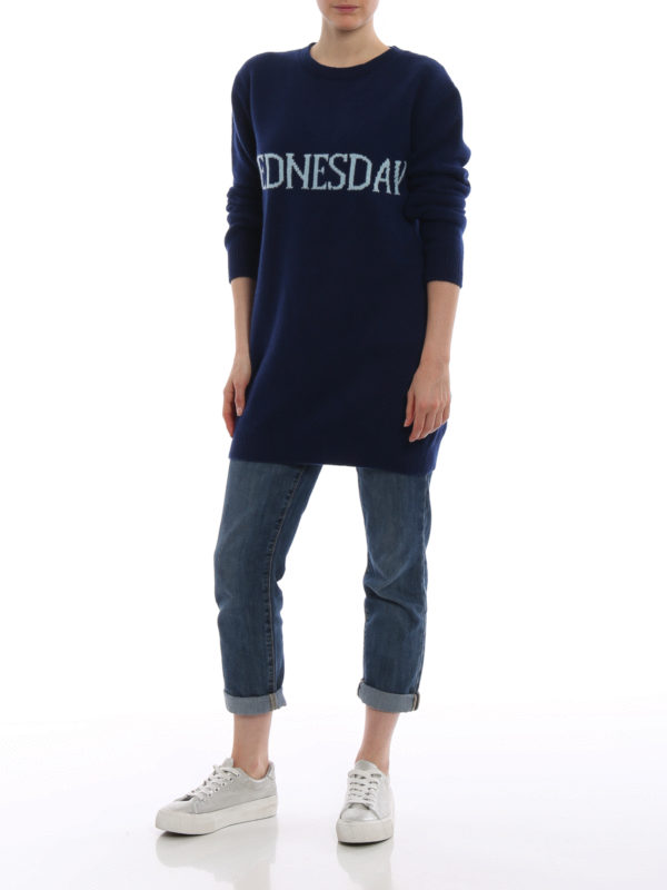 ALBERTA FERRETTI: maglia collo rotondo online - Girocollo lunga blu Wednesday