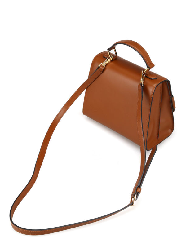 ALBERTA FERRETTI: cross body bags online - Metal logo brown leather crossbody bag