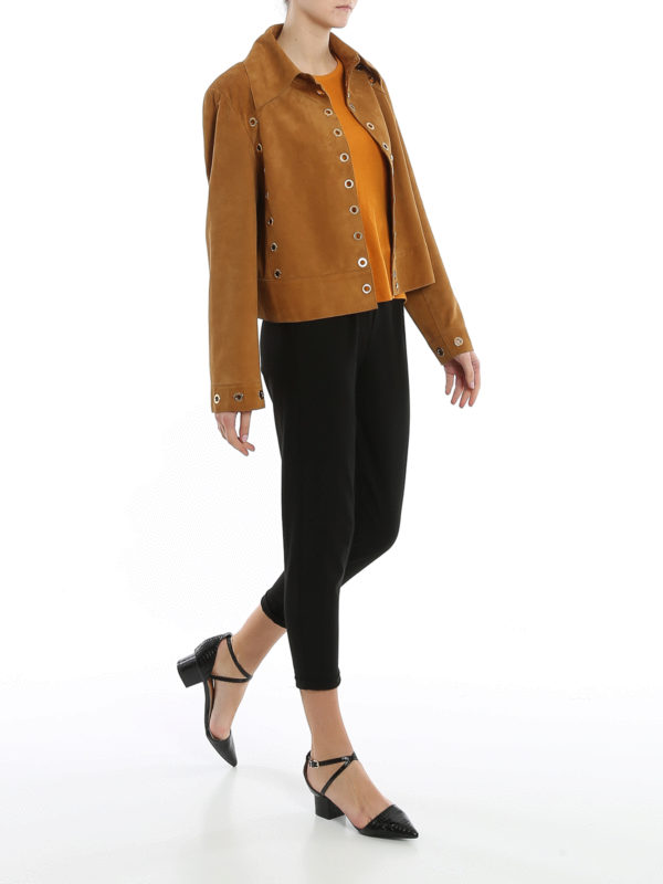 ALBERTA FERRETTI: leather jacket online - Eyelet suede jacket