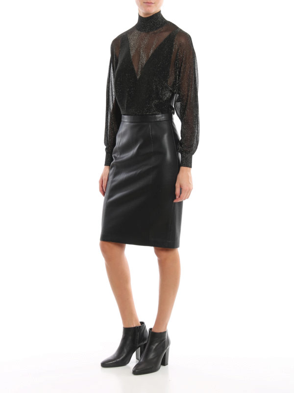 ALBERTA FERRETTI: Turtlenecks & Polo necks online - Shiny lurex see-through black turtleneck