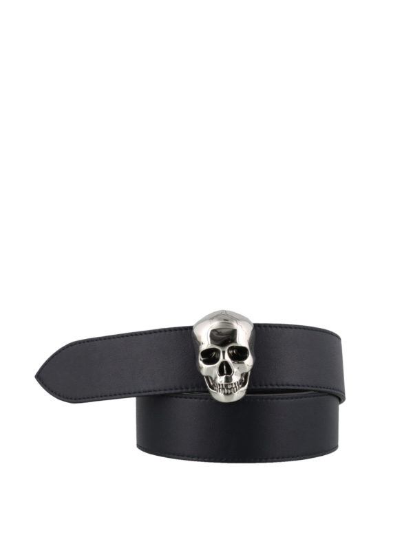 ALEXANDER MCQUEEN: belts - Skull ink leather belt