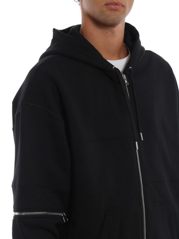 ALEXANDER MCQUEEN buy online Deep black fleece cotton zip hoodie