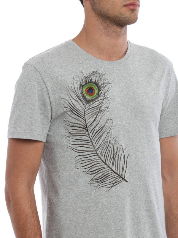ALEXANDER MCQUEEN buy online Embroidered peacock feather T-shirt