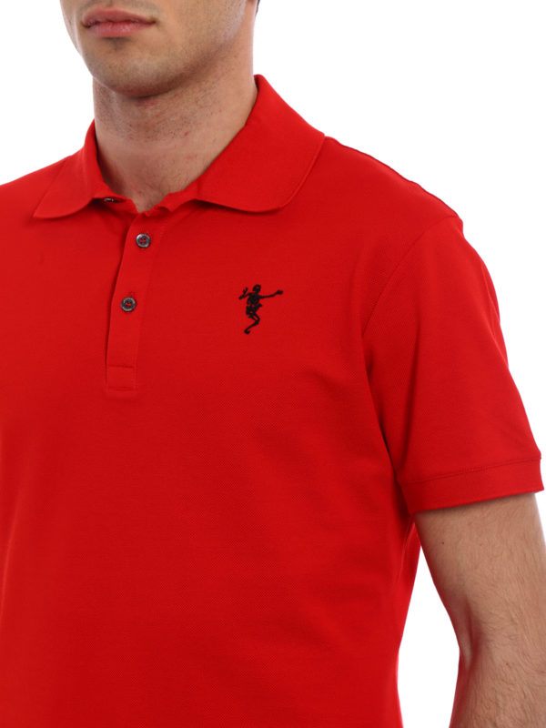 ALEXANDER MCQUEEN buy online Embroidered Skeleton red polo