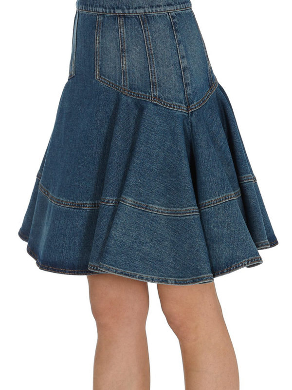 ALEXANDER MCQUEEN buy online 膝丈/ミディスカート - ミディアムウォッシュ