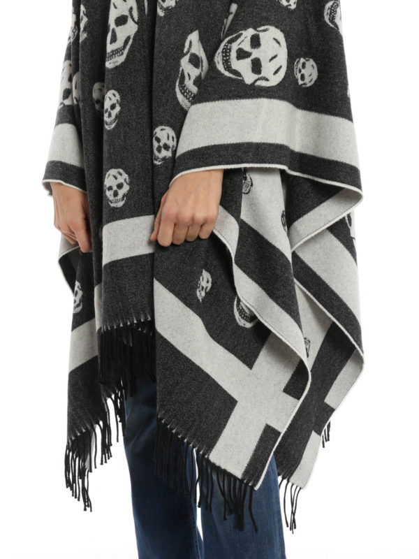ALEXANDER MCQUEEN buy online Skull pattern wool cape