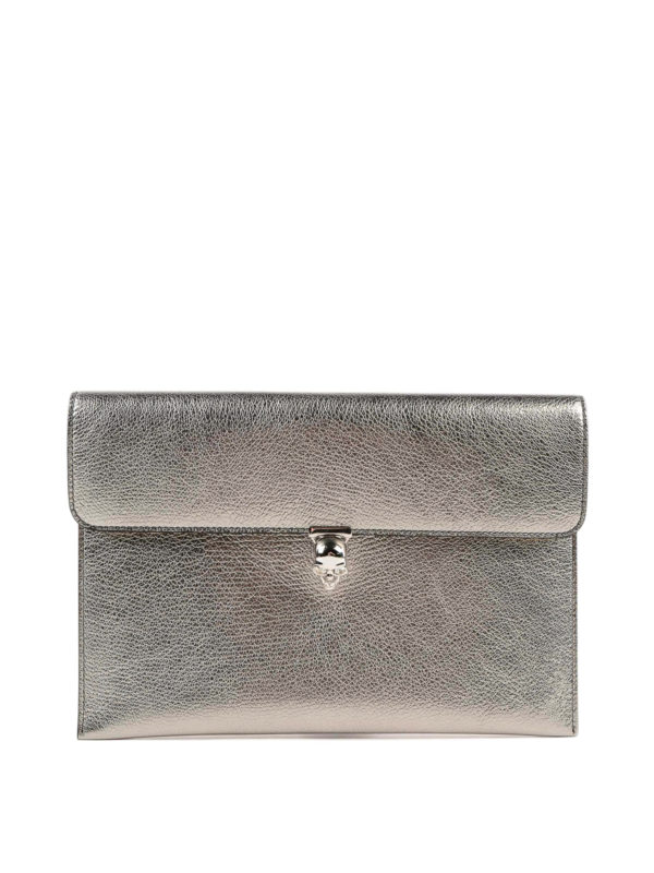 ALEXANDER MCQUEEN: Clutch - Pochette - Argent
