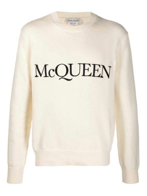ALEXANDER MCQUEEN: Suéteres con cuello pico - Suéter Cuello Redondo - Blanco
