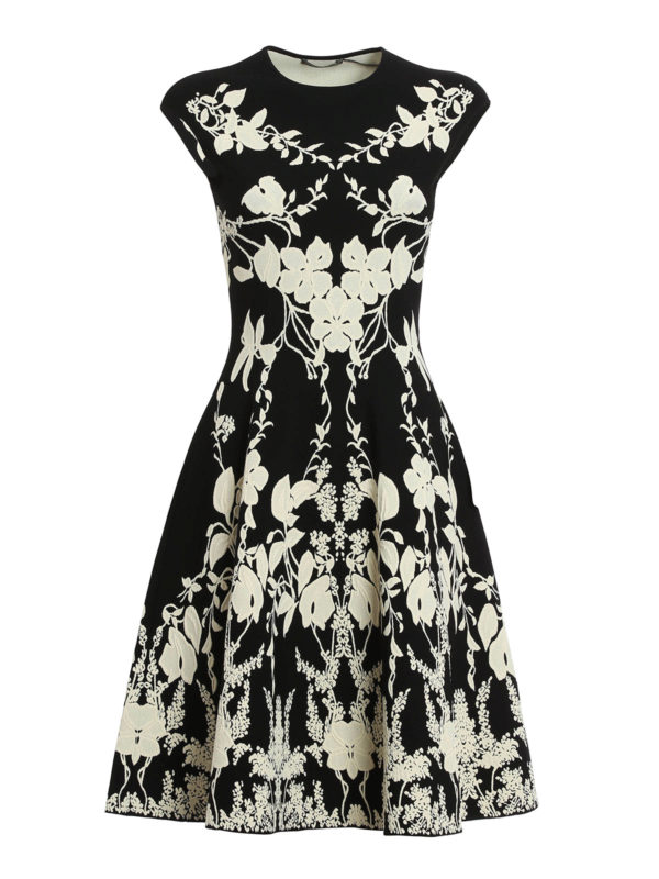 ALEXANDER MCQUEEN: knee length dresses - Floral embossed pattern dress