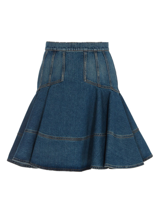 ALEXANDER MCQUEEN: ニーレングススカート＆ミディ丈 - 膝丈/ミディスカート - ミディアムウォッシュ