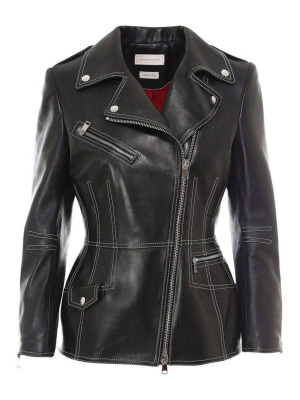 ALEXANDER MCQUEEN: leather jacket - Leather biker jacket