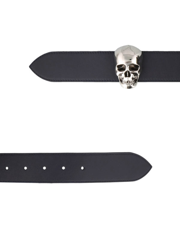 ALEXANDER MCQUEEN: belts online - Skull ink leather belt