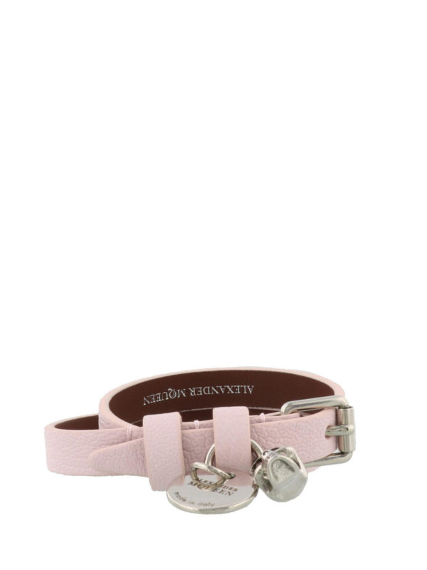 ALEXANDER MCQUEEN: Bracelets & Bangles online - Double wrap leather Skull bracelet