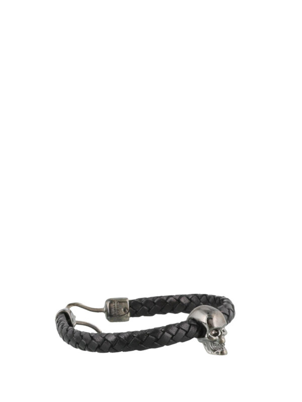ALEXANDER MCQUEEN: Bracciali e Braccialetti online - Bracciale in pelle intrecciata con Skull
