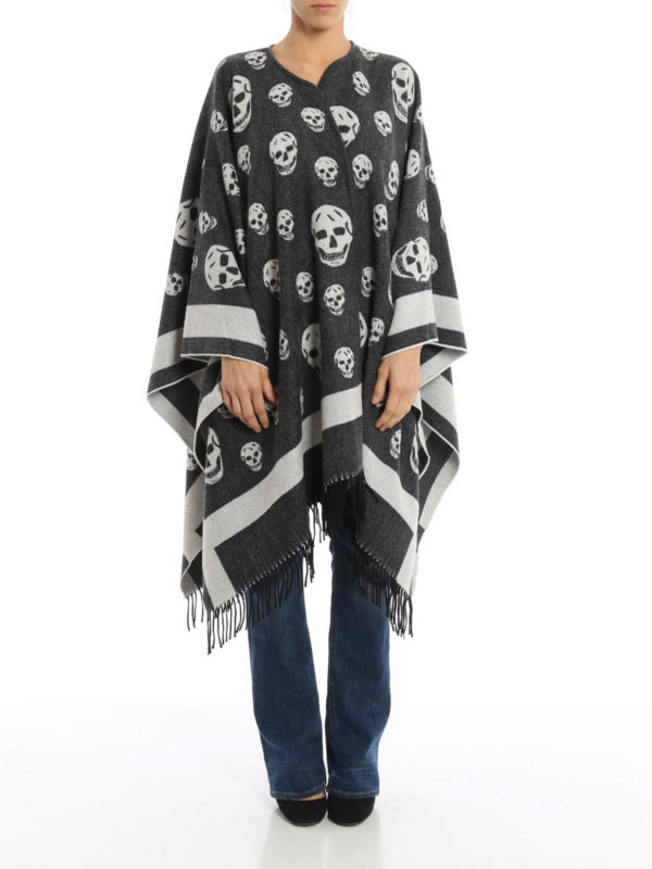 ALEXANDER MCQUEEN: Capes &  Ponchos online - Skull pattern wool cape