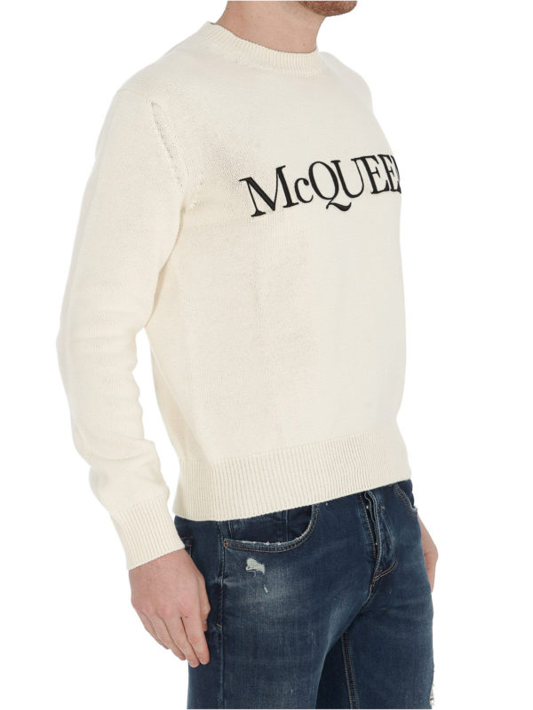 ALEXANDER MCQUEEN: Suéteres con cuello pico online - Suéter Cuello Redondo - Blanco