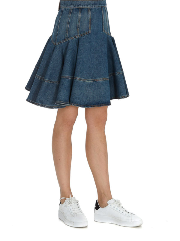 ALEXANDER MCQUEEN: ニーレングススカート＆ミディ丈 online - 膝丈/ミディスカート - ミディアムウォッシュ