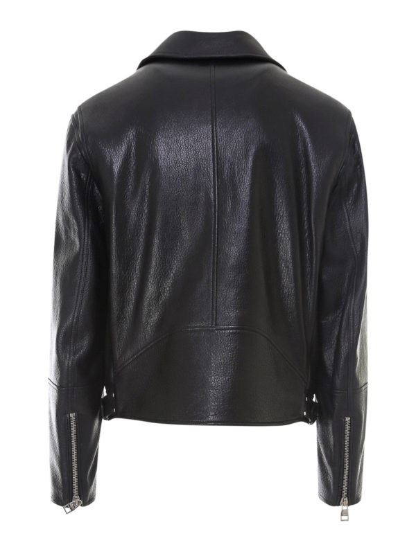 ALEXANDER MCQUEEN: leather jacket online - Grainy leather biker jacket