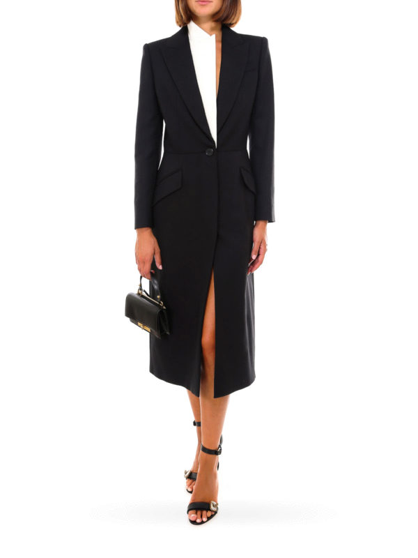 ALEXANDER MCQUEEN: cappotti lunghi online - Cappotto in lana e seta
