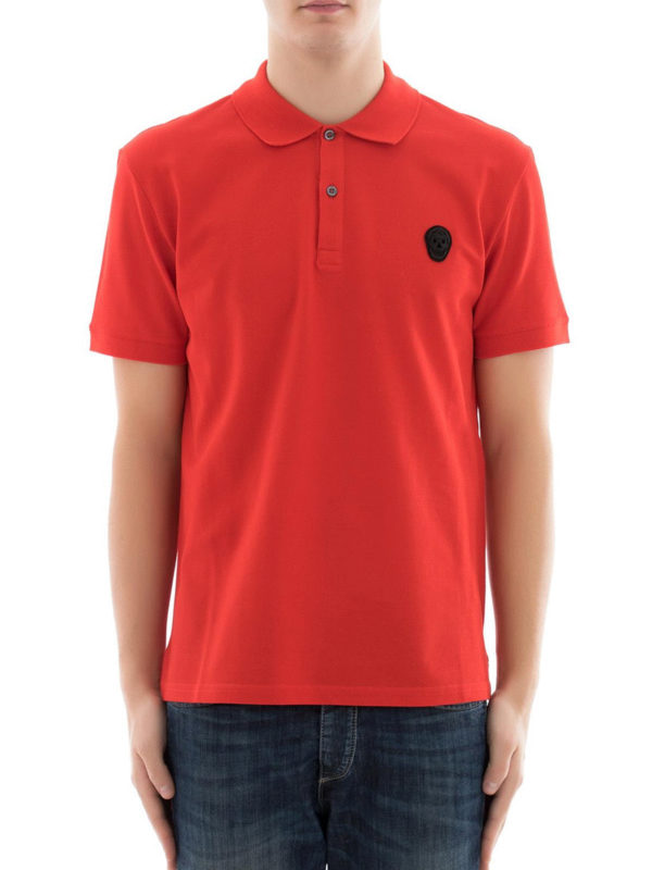 ALEXANDER MCQUEEN: polo shirts online - Skull patch red polo shirt