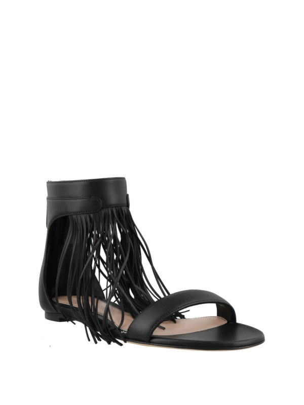 ALEXANDER MCQUEEN: sandals online - Fringed leather flat sandals