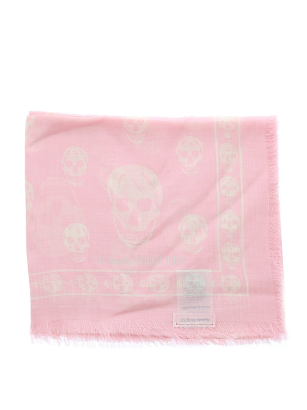 ALEXANDER MCQUEEN: scarves online - Pink Skull scarf